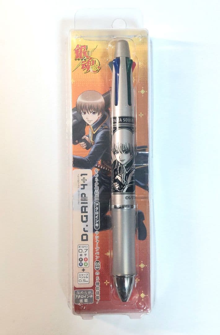 Gintama Okita Sougo PILOT Dr. GRIP 4+1 ballpoint pen in metallic gold orange with 0.5mm multicolor ink and mechanical pencil