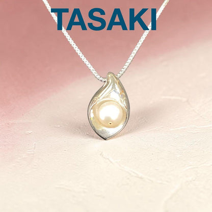 Tasaki Silver 925 Pearl Necklace featuring 6.5mm pearls on a 40cm silver chain with 2cm pendant