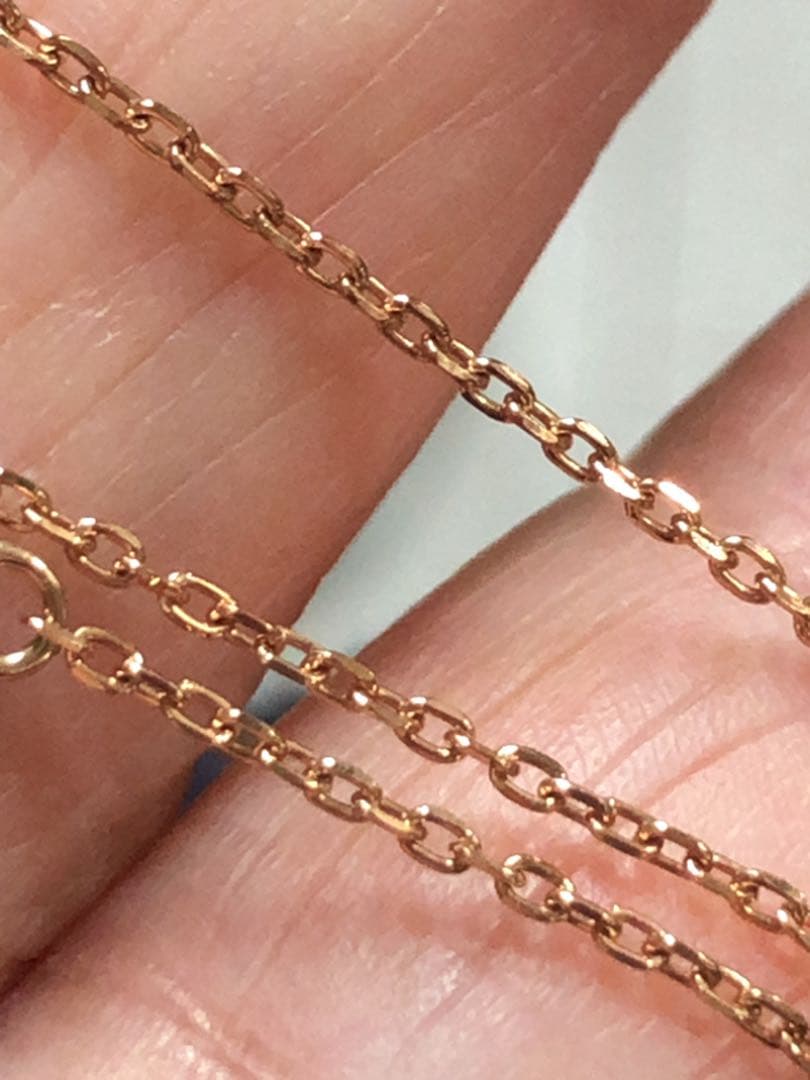 Agete K10 chain necklace 40cm length weighing 1.17g in gold tone on white background