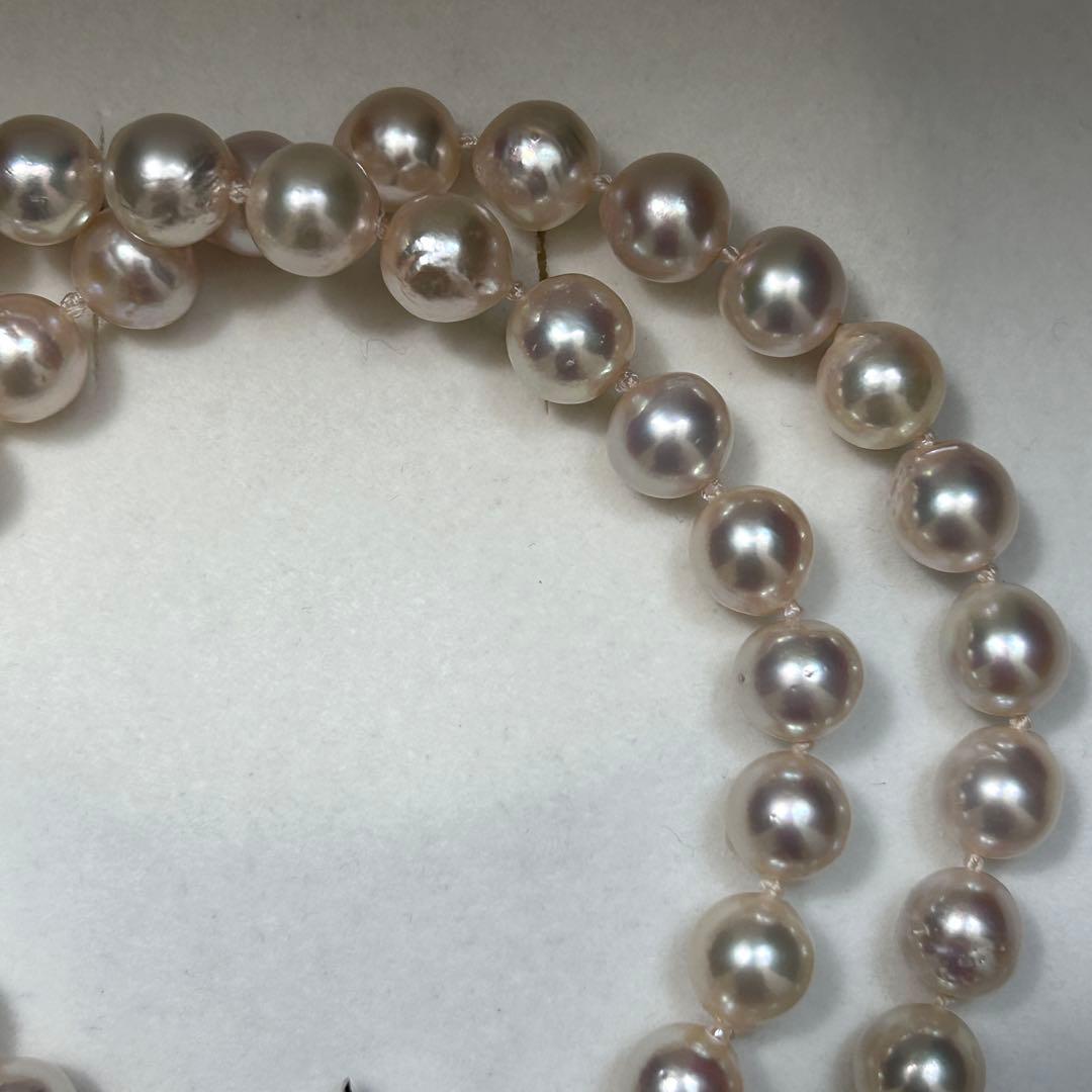 Large Akoya Pearl Necklace with 8.5mm pearls, 49cm length, on sterling silver chain