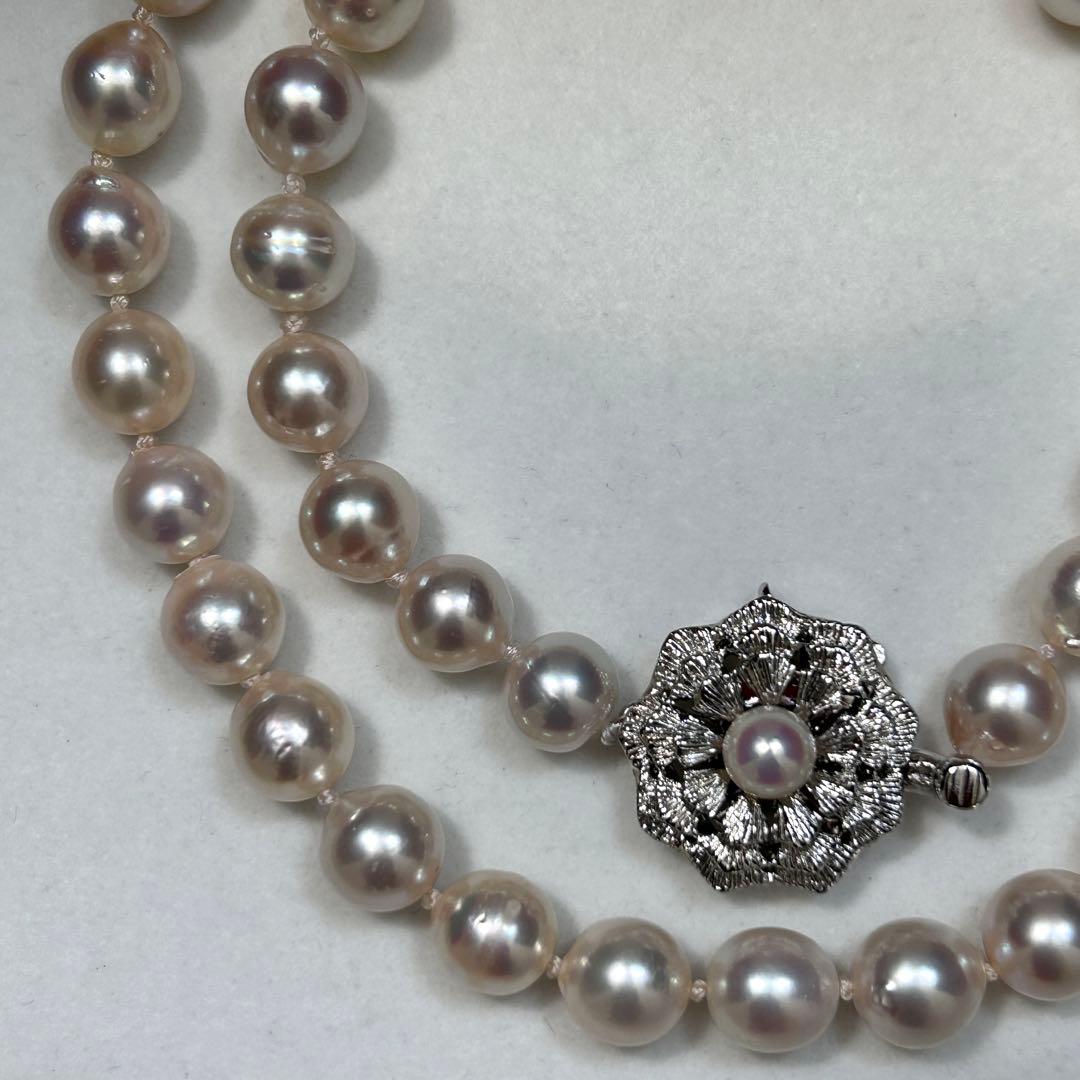 Large Akoya Pearl Necklace with 8.5mm pearls, 49cm length, on sterling silver chain