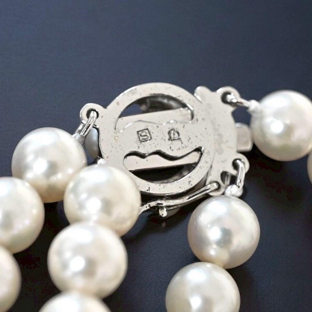 Double strand Tasaki Akoya pearl necklace with round 6.1-6.3 mm pearls and silver clasp
