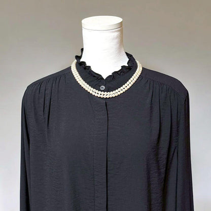 Double strand Tasaki Akoya pearl necklace with round 6.1-6.3 mm pearls and silver clasp
