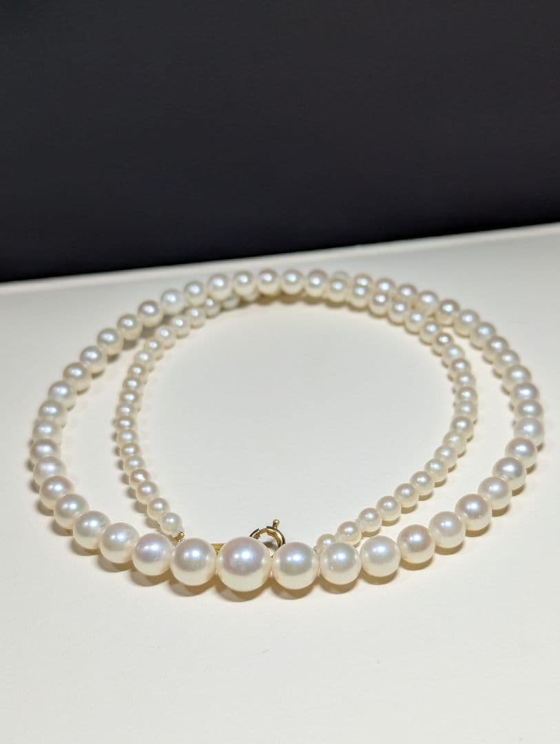 N92 Akoya Pearl Graduation Necklace featuring 3.3-7.8mm pearls on a 43cm chain