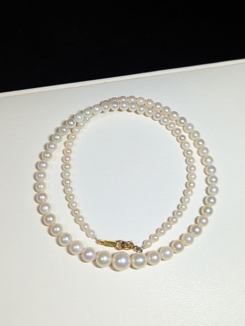 N92 Akoya Pearl Graduation Necklace featuring 3.3-7.8mm pearls on a 43cm chain