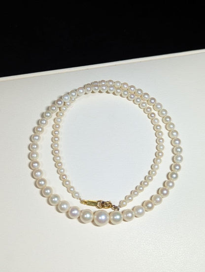 N92 Akoya Pearl Graduation Necklace featuring 3.3-7.8mm pearls on a 43cm chain
