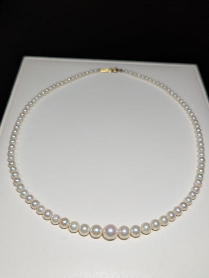 N92 Akoya Pearl Graduation Necklace featuring 3.3-7.8mm pearls on a 43cm chain