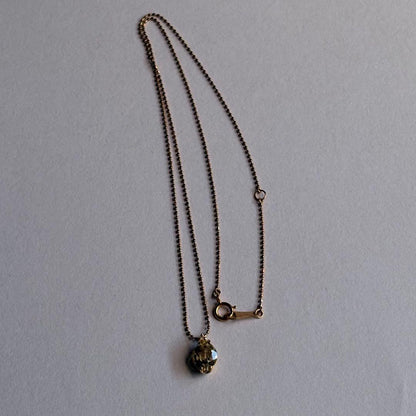 agete K10 Lemon Quartz necklace in pink gold with small diamond charm on 40 cm chain