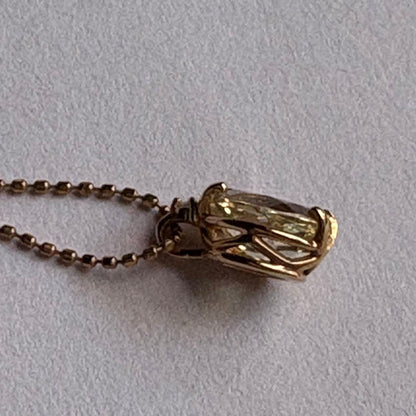 agete K10 Lemon Quartz necklace in pink gold with small diamond charm on 40 cm chain
