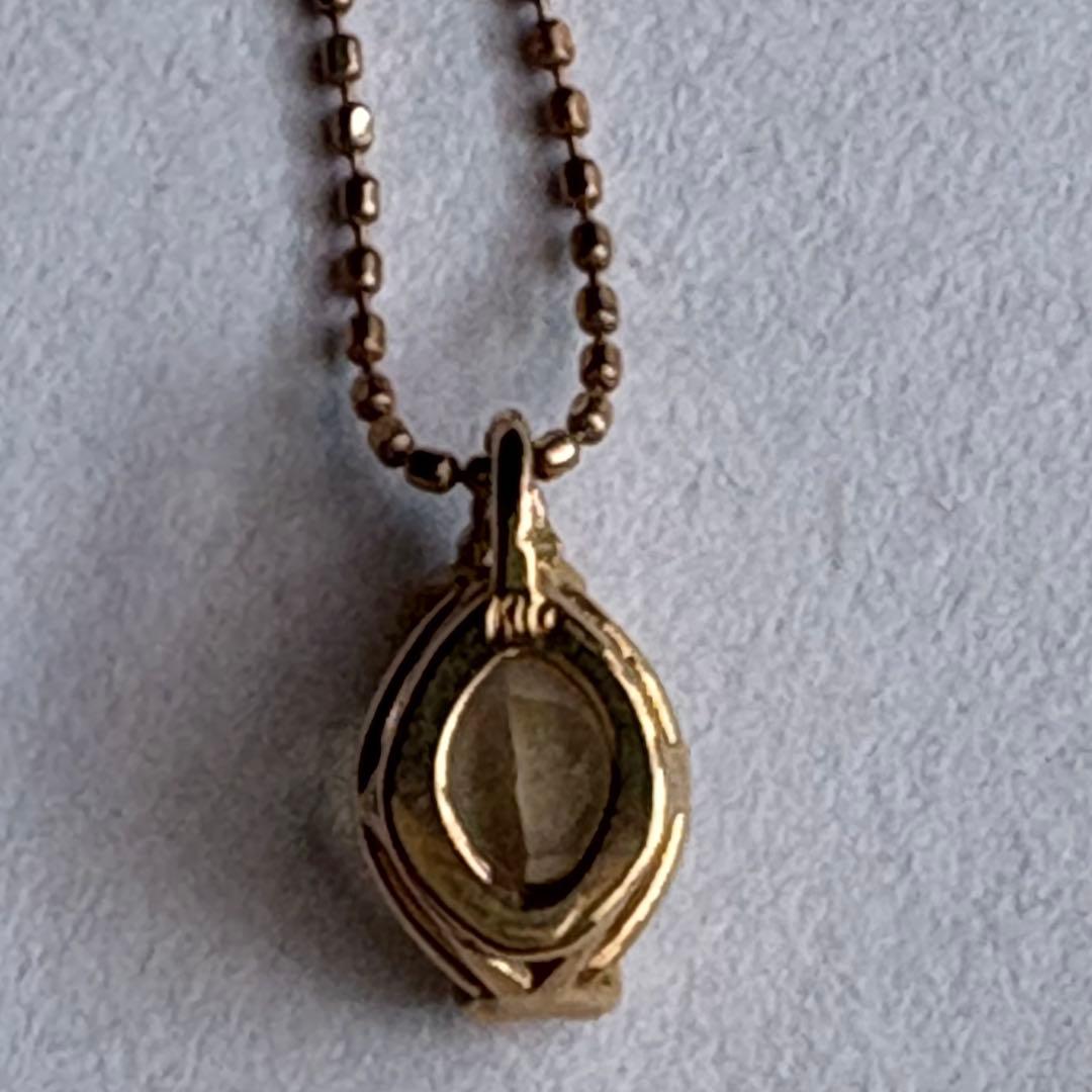 agete K10 Lemon Quartz necklace in pink gold with small diamond charm on 40 cm chain