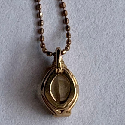 agete K10 Lemon Quartz necklace in pink gold with small diamond charm on 40 cm chain