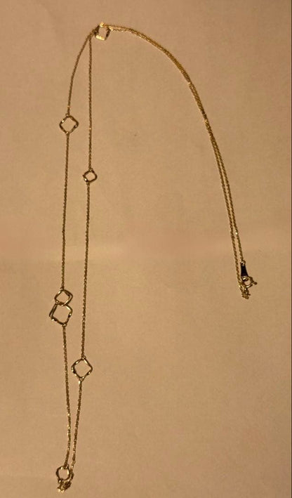 Agete K10YG long necklace in yellow gold with 80cm length displayed on a white background