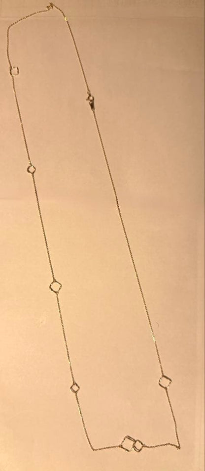 Agete K10YG long necklace in yellow gold with 80cm length displayed on a white background