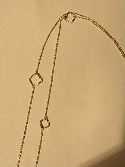 Agete K10YG long necklace in yellow gold with 80cm length displayed on a white background