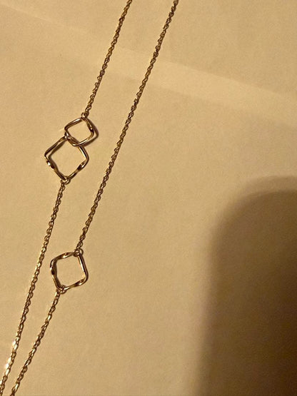 Agete K10YG long necklace in yellow gold with 80cm length displayed on a white background