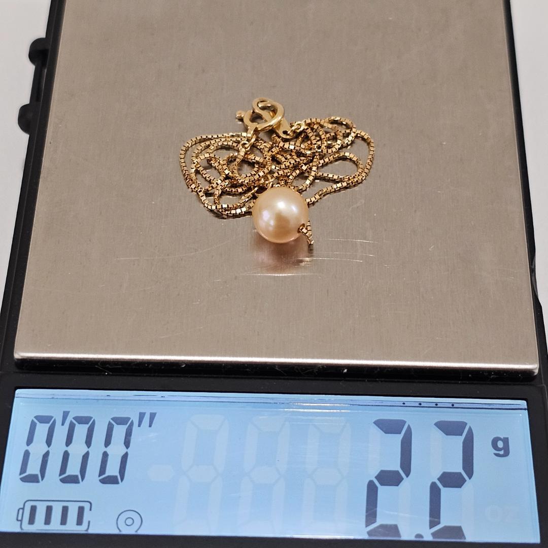 1890 Tasaki pearl necklace with 7.1mm pearl set in K18 yellow gold, 40cm chain length