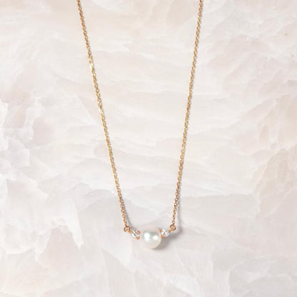 MICIMOTO pearl diamond necklace with 7.8mm pearl on 41cm K18 yellow gold chain
