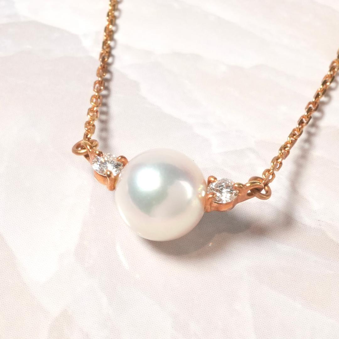 MICIMOTO pearl diamond necklace with 7.8mm pearl on 41cm K18 yellow gold chain