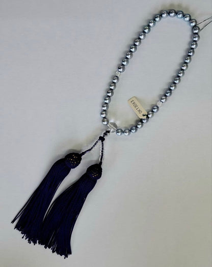 Tasaki blue-gray pearl necklace 6.5mm featuring blue-gray pearls and Juzu beads with certificate and case included