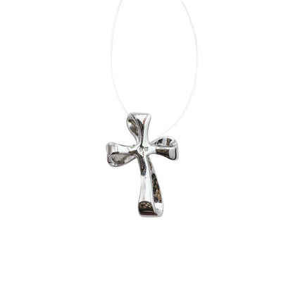 MIKIMOTO silver cross pendant top with 4.5mm Akoya pearl on a white background