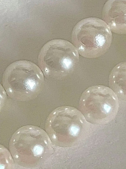 Akoya pearl necklace and earrings set in silver with white pearls 125cm necklace and 8mm earrings