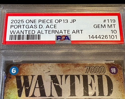 PSA 10 One Piece Ace WANTED SEC — Inherited Will — Japanese