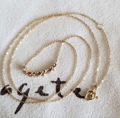 Moonstone drape agate necklace in K10 gold with adjustable chain and 2 by 0.2 cm charm