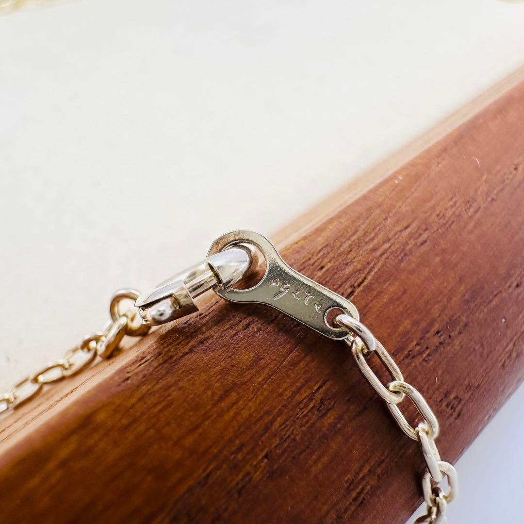 Agete Transparent Plate Necklace in silver material with gold color, 2.6 cm top length on 50 cm chain