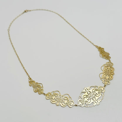 Agete Transparent Plate Necklace in silver material with gold color, 2.6 cm top length on 50 cm chain