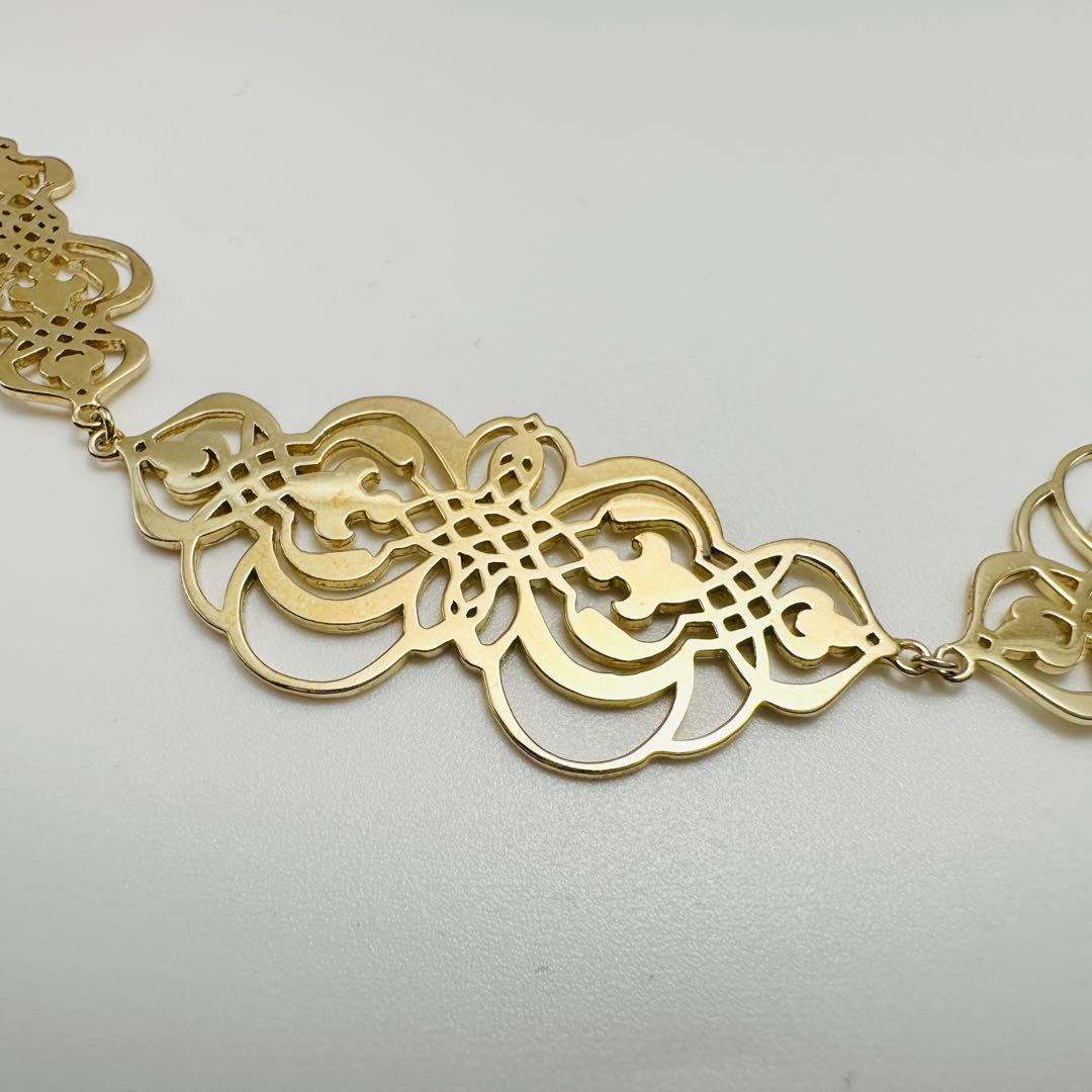 Agete Transparent Plate Necklace in silver material with gold color, 2.6 cm top length on 50 cm chain