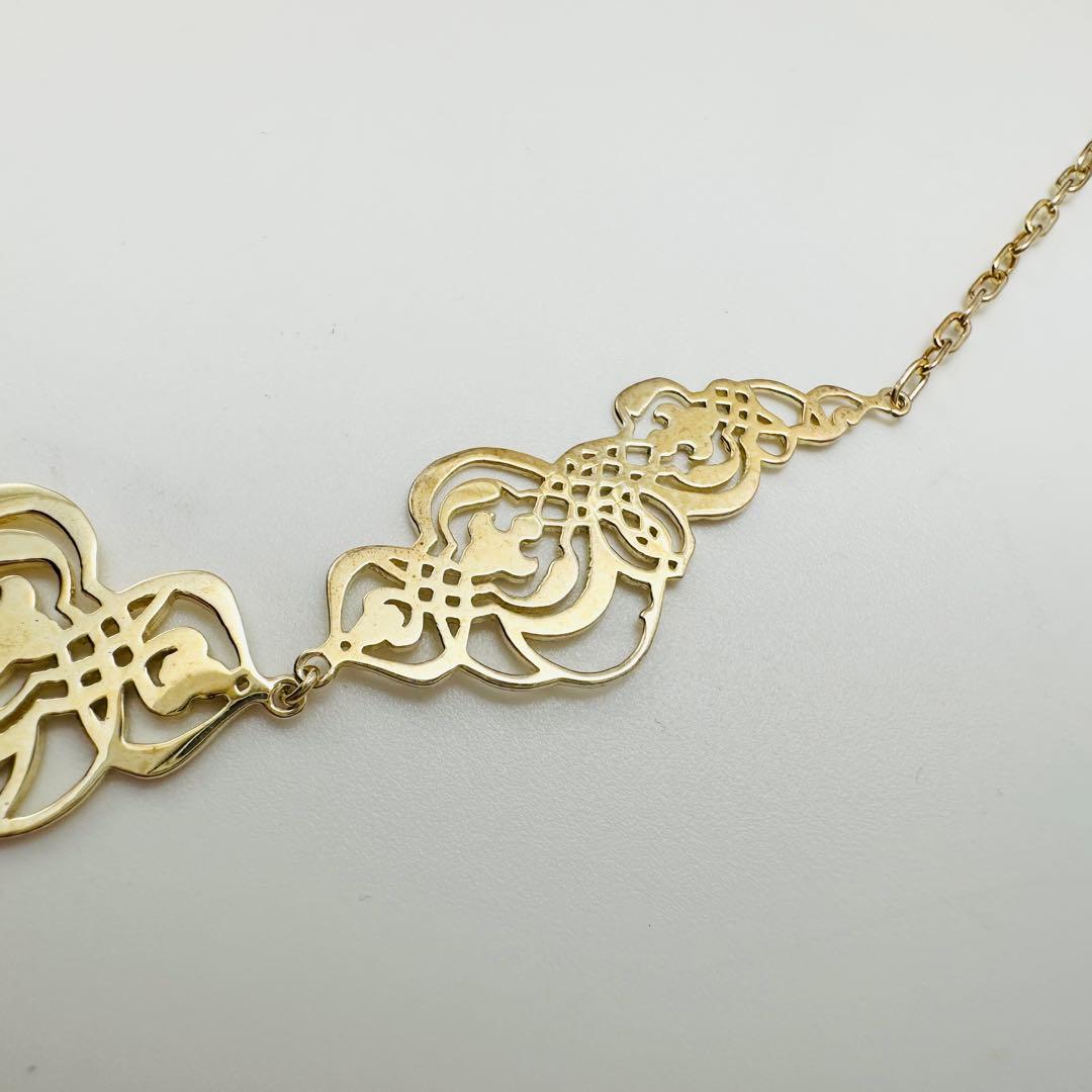 Agete Transparent Plate Necklace in silver material with gold color, 2.6 cm top length on 50 cm chain