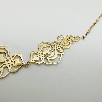 Agete Transparent Plate Necklace in silver material with gold color, 2.6 cm top length on 50 cm chain