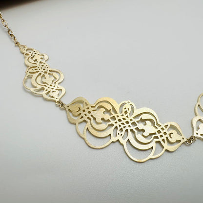 Agete Transparent Plate Necklace in silver material with gold color, 2.6 cm top length on 50 cm chain