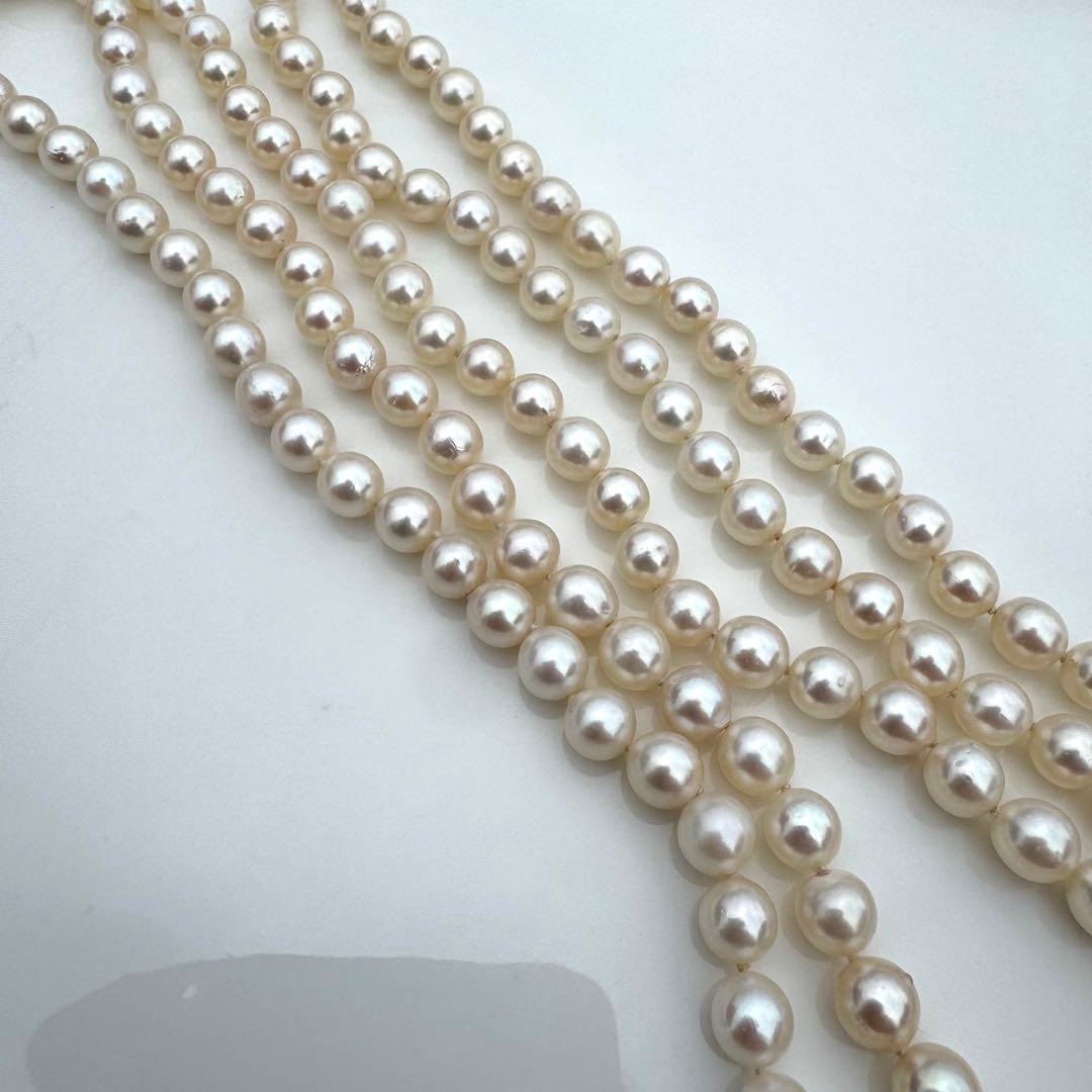 Tasaki 130cm long Akoya pearl necklace with lustrous 7.5-8.0mm white pearls