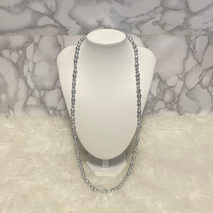 Akoya pearl long necklace with multi-color aurora beads, 84 cm length, from Ise-Shima Egu Bay