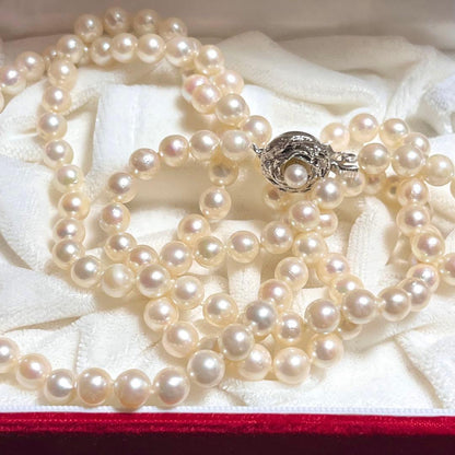 Akoya Pearl long necklace with 6mm white pearls measuring 92 cm in length
