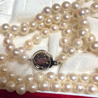 Akoya Pearl long necklace with 6mm white pearls measuring 92 cm in length
