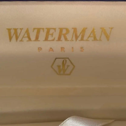 WATERMAN blue ballpoint pen displayed with its dedicated case on a white background