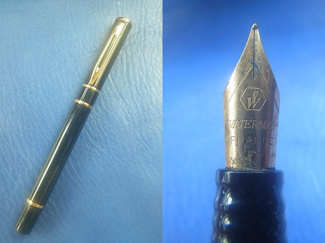 Black WATERMAN fountain pen with sleek design shown on neutral background