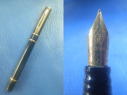Black WATERMAN fountain pen with sleek design shown on neutral background