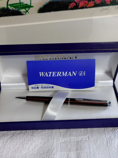 WATERMAN Metropolitan Series ballpoint pen in maroon metallic with silver metallic clip on white background