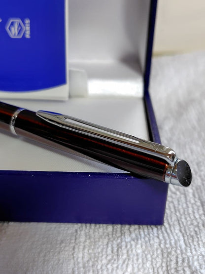 WATERMAN Metropolitan Series ballpoint pen in maroon metallic with silver metallic clip on white background