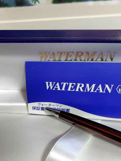 WATERMAN Metropolitan Series ballpoint pen in maroon metallic with silver metallic clip on white background