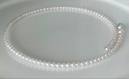 Multicolor Akoya pearl necklace with 4.0-9.3 mm pearls in omega style choker design