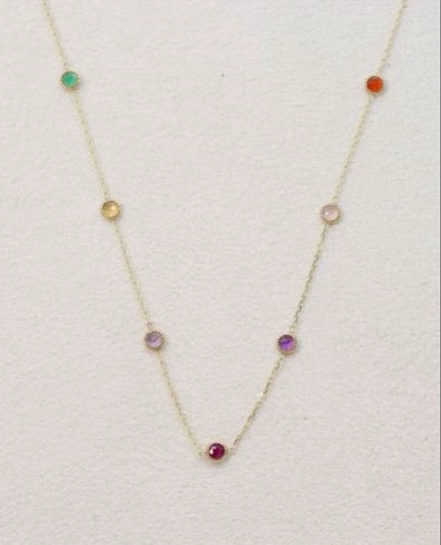 Agete Dreamy multi-color necklace made of K10 gold with 45.7 cm length featuring colorful stones