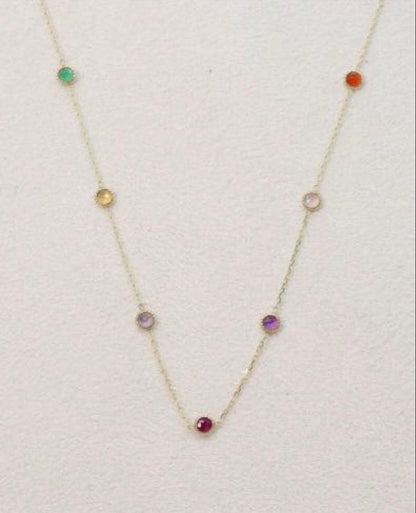 Agete Dreamy multi-color necklace made of K10 gold with 45.7 cm length featuring colorful stones