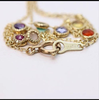 Agete Dreamy multi-color necklace made of K10 gold with 45.7 cm length featuring colorful stones