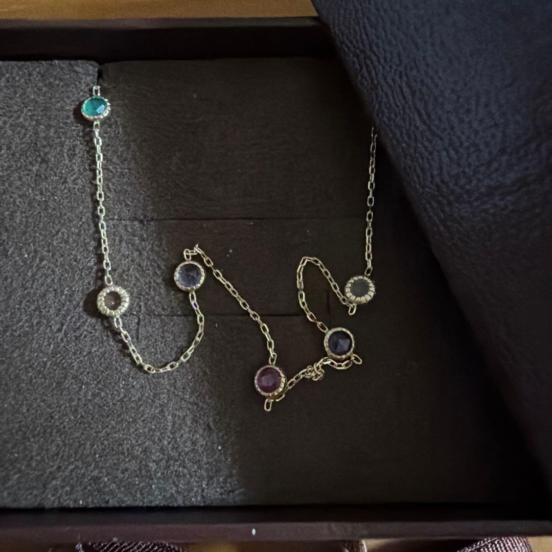 Agete Dreamy multi-color necklace made of K10 gold with 45.7 cm length featuring colorful stones