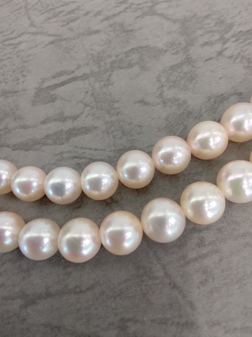 Akoya pearl long necklace with 114 round 7.0-7.5mm beads and silver clasp, 84cm length
