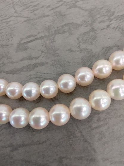 Akoya pearl long necklace with 114 round 7.0-7.5mm beads and silver clasp, 84cm length